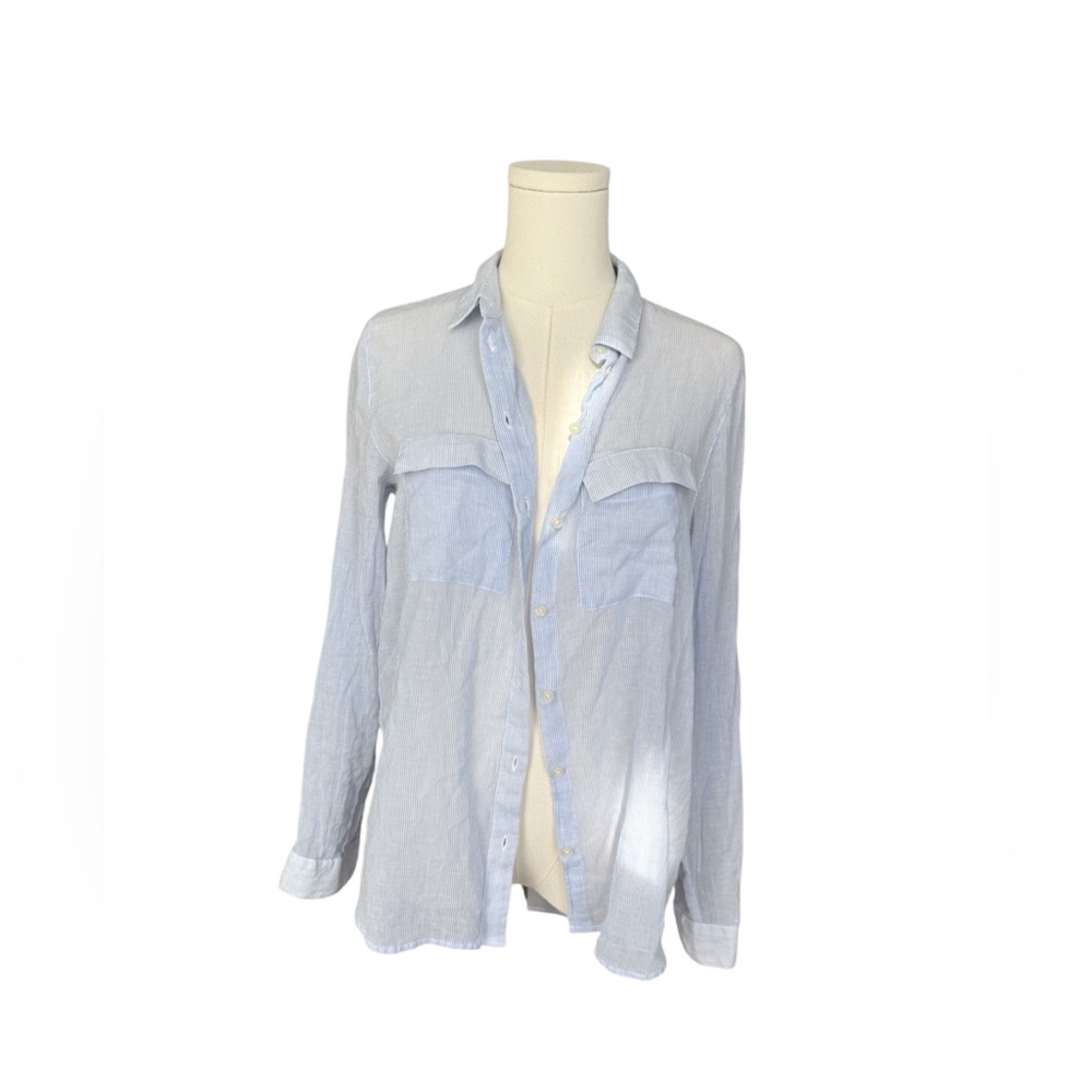 GAP Boyfriend Fit Blue Stripe Button-Down Shirt oversized preppy academia S